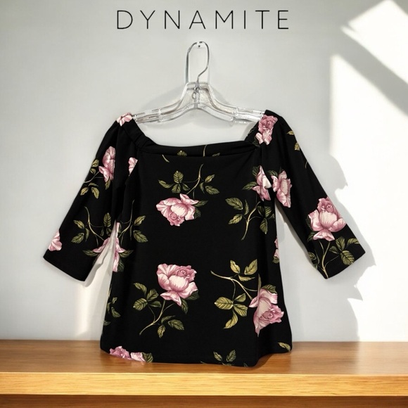 NWOT, Dynamite, Black Floral Women's Blouse, Small 🌸 - Picture 1 of 8